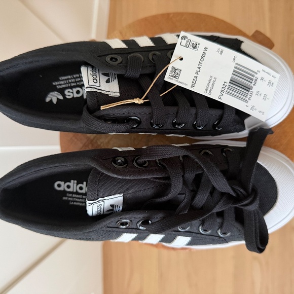 WOMENS NEW ADIDAS NIZZA PLATFORM SHOES SNEAKERS BLACK - Picture 3 of 4